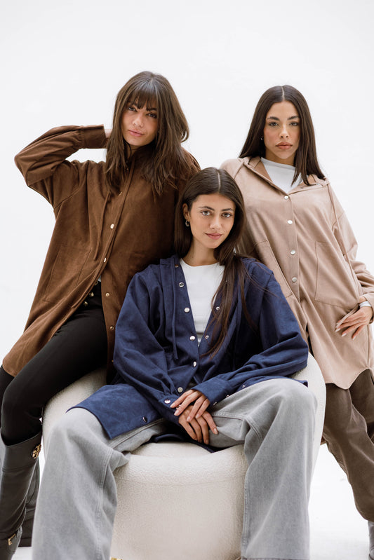 The striped suede oversized shirt