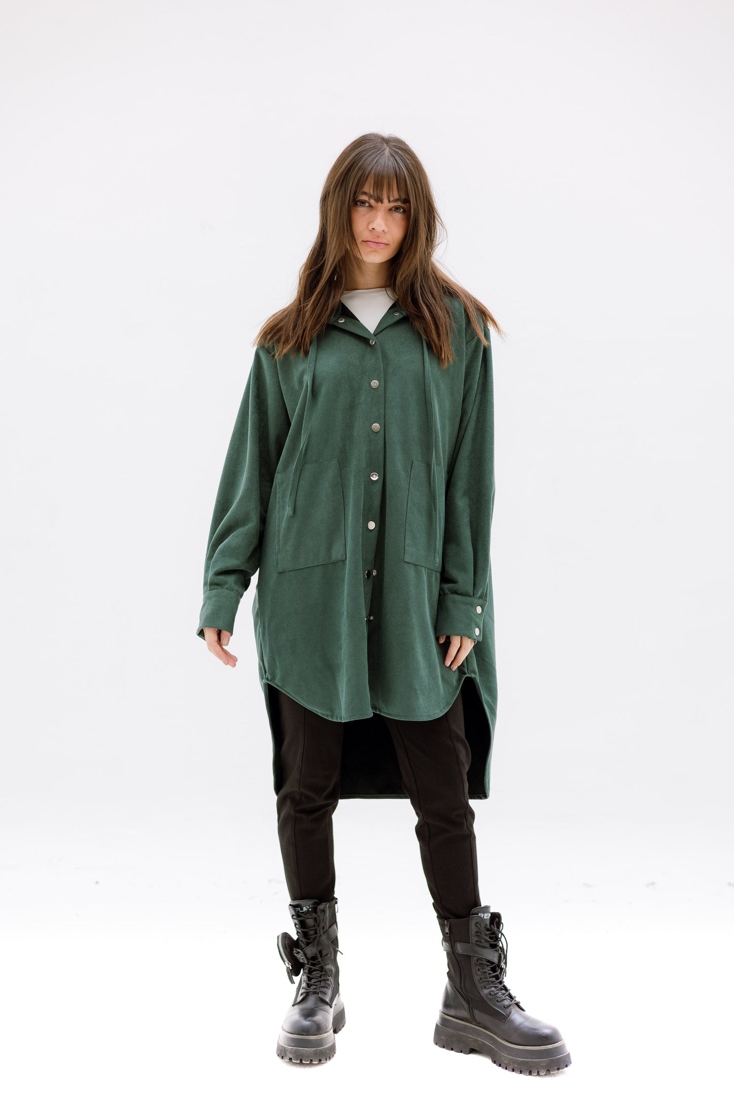 The striped suede oversized shirt