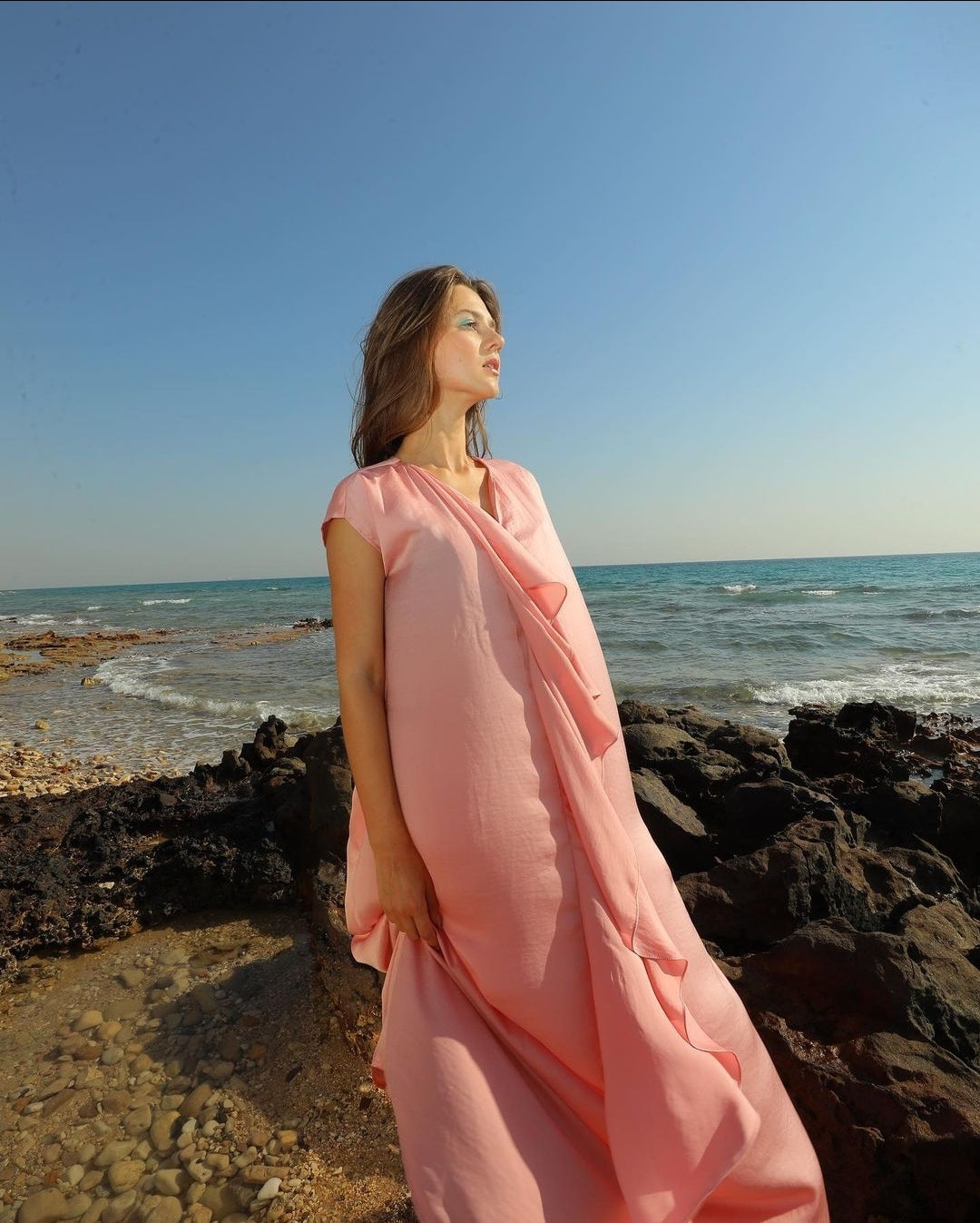 Flared satin dress