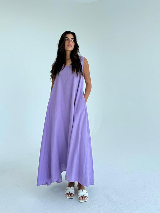 Flowy linen tee dress