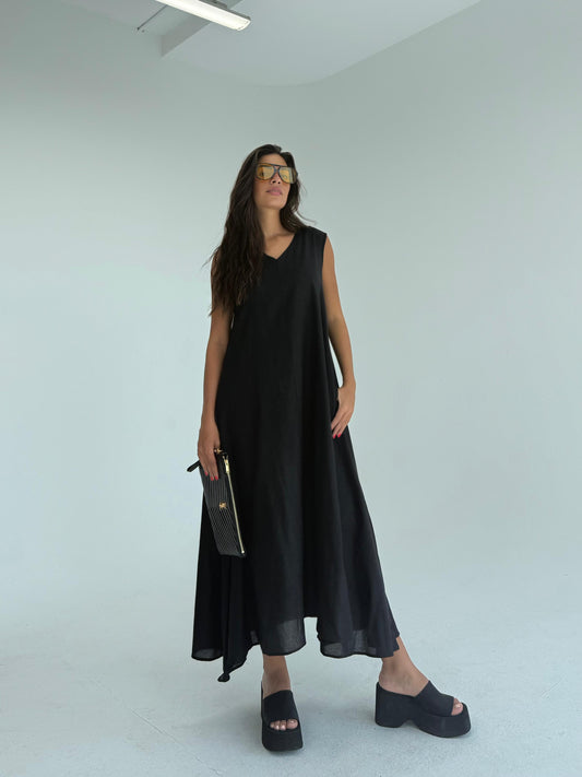 Flowy linen tee dress
