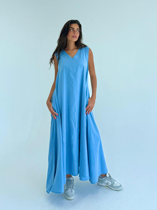 Flowy linen tee dress