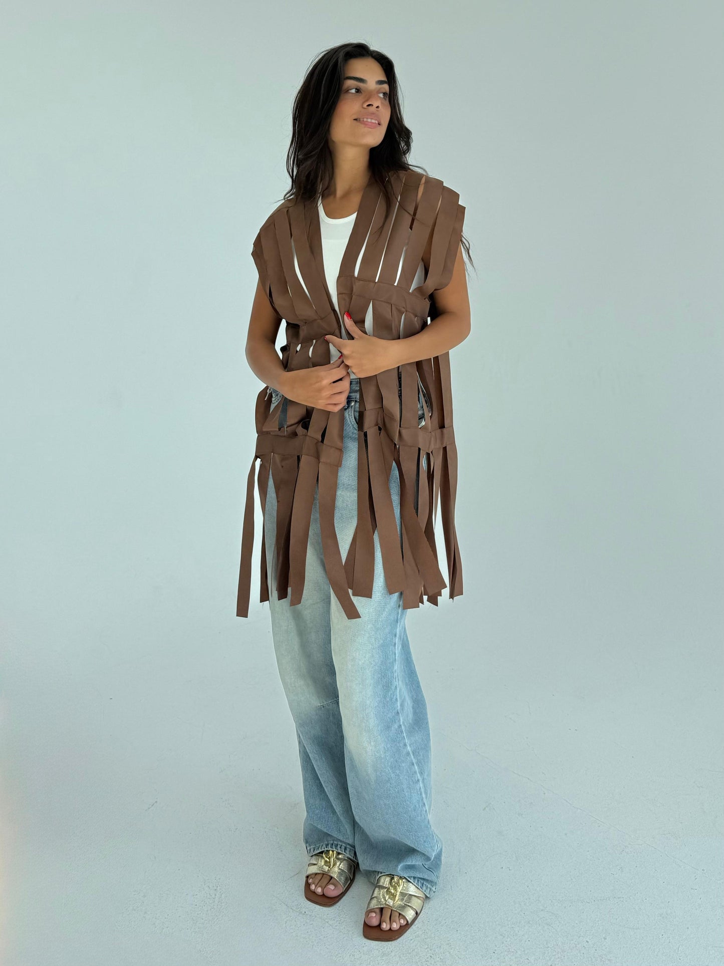 Cut out fringes summer cardigan