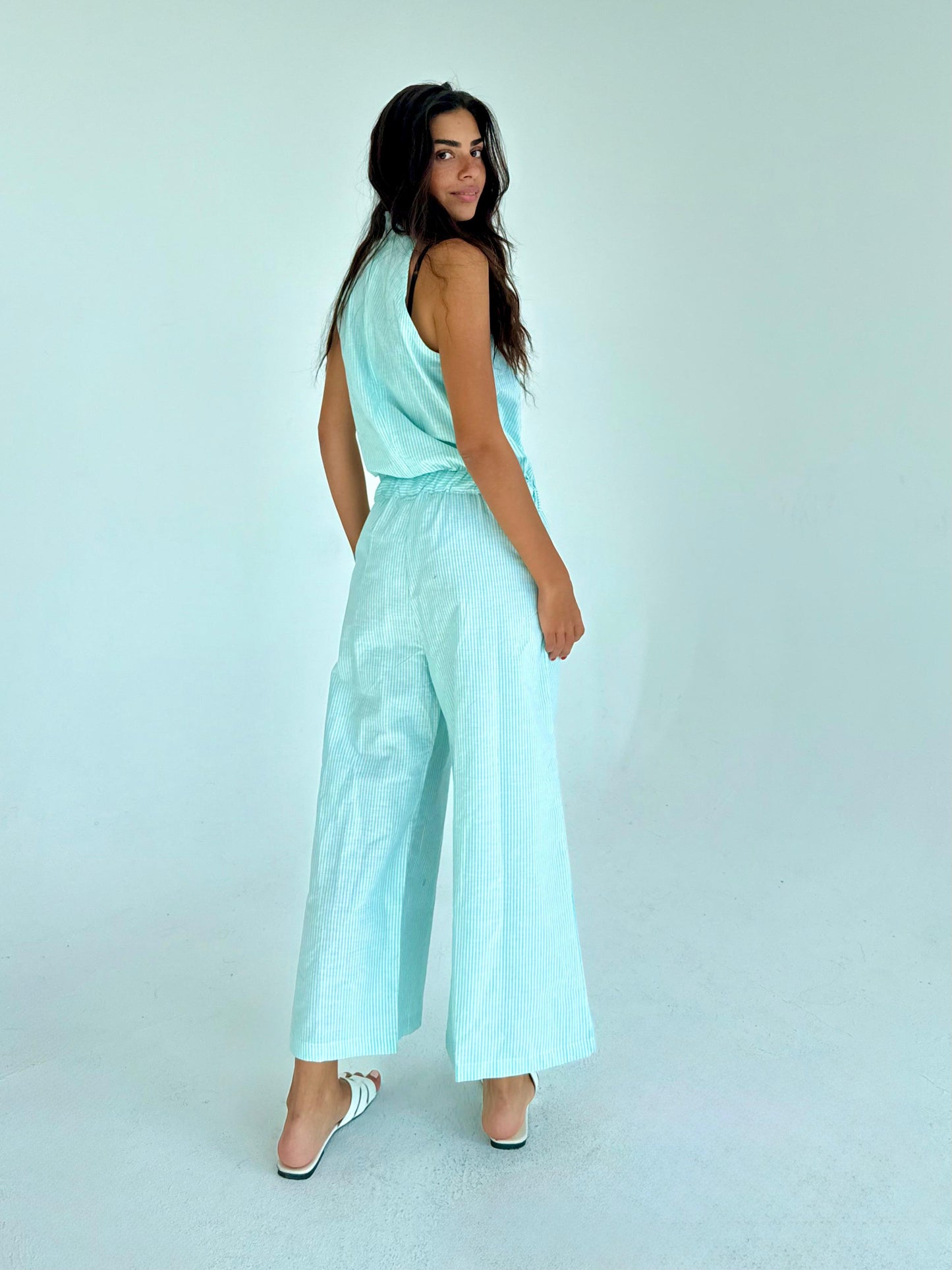 sleeveless Stripped jump suite
