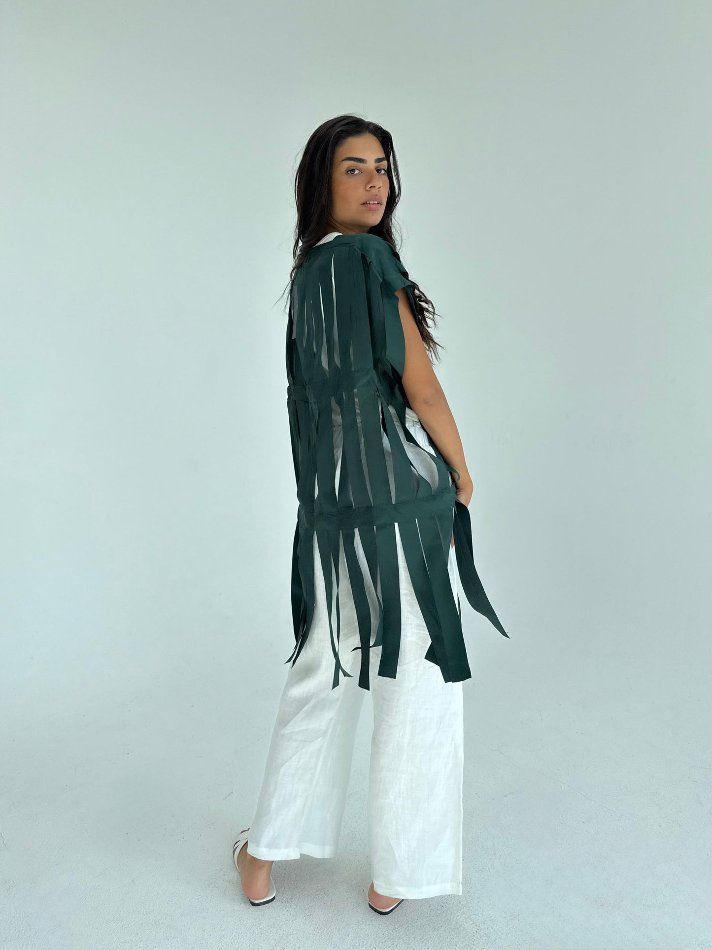 Cut out fringes summer cardigan