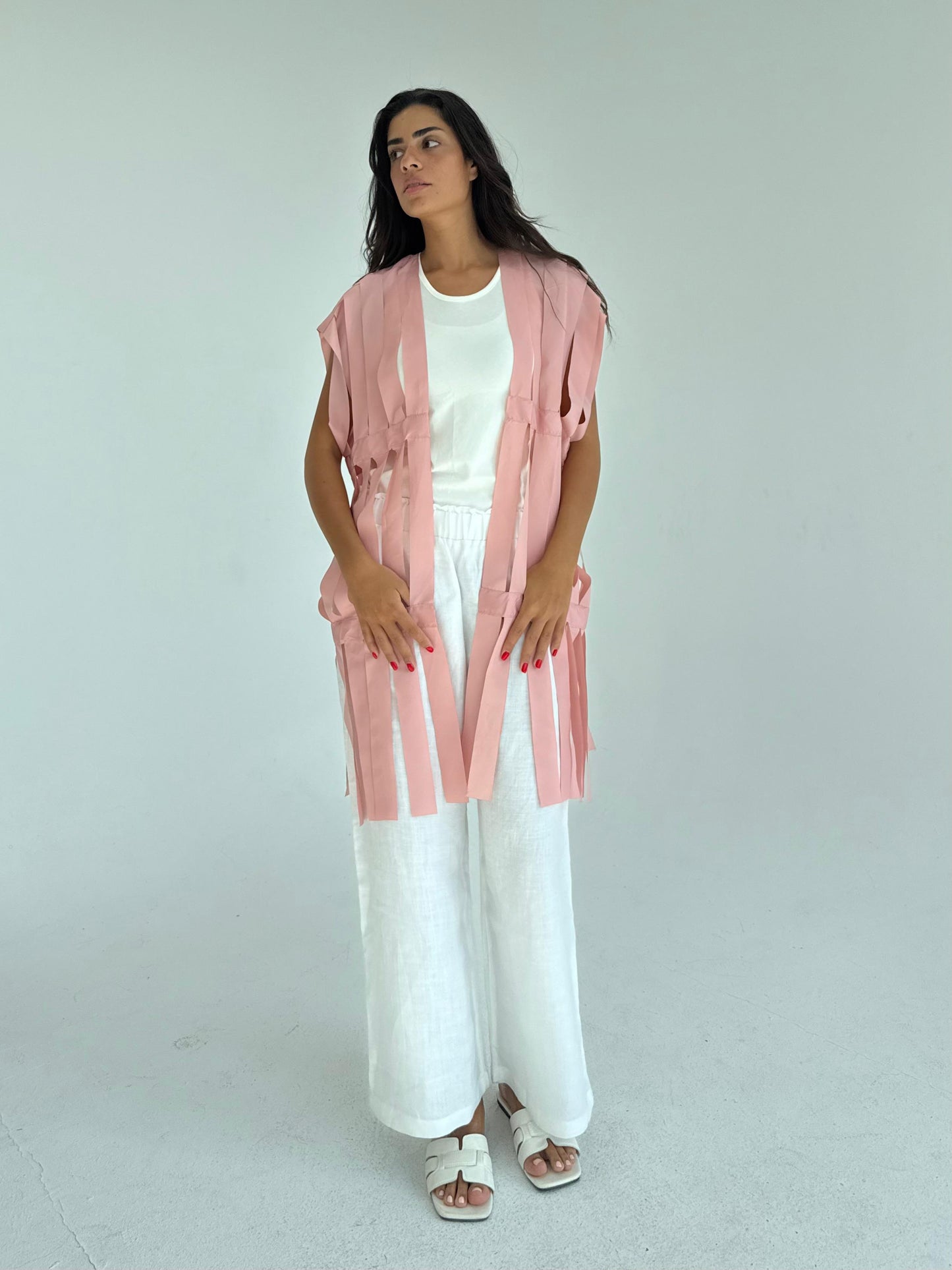 Cut out fringes summer cardigan