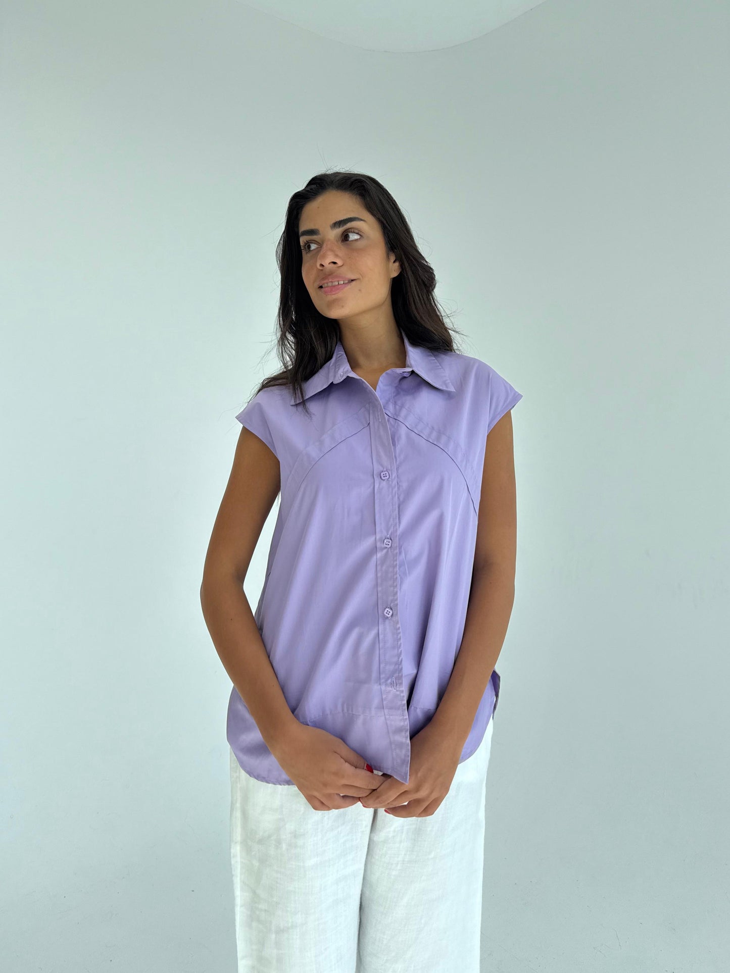 Purply Sleeveless solid Shirt