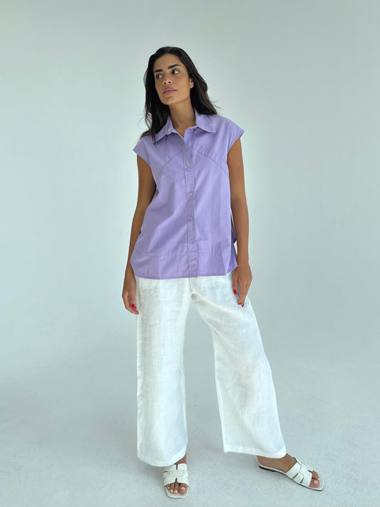 Purply Sleeveless solid Shirt