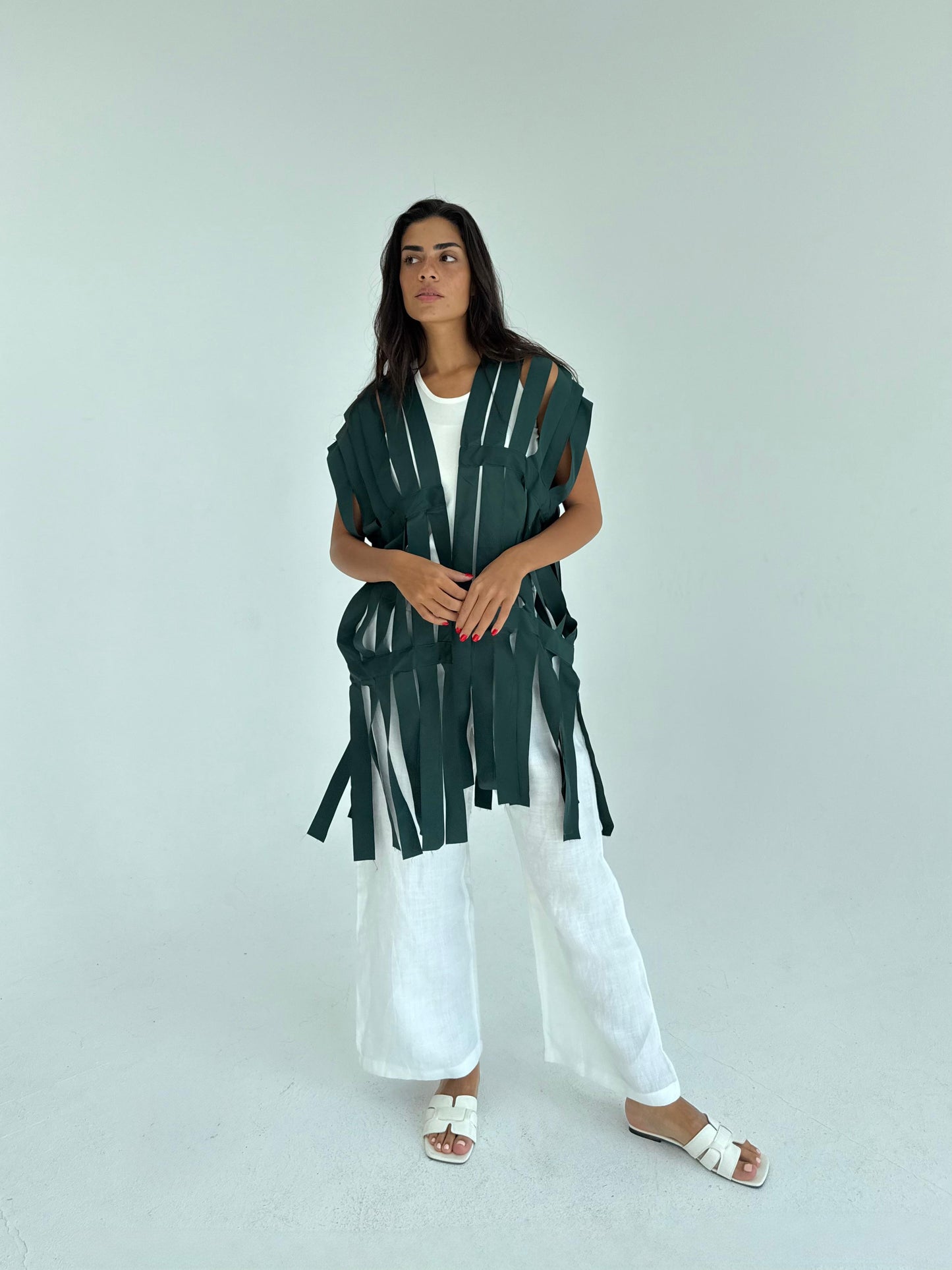 Cut out fringes summer cardigan