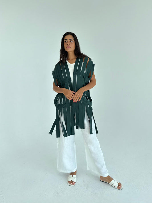 Cut out fringes summer cardigan