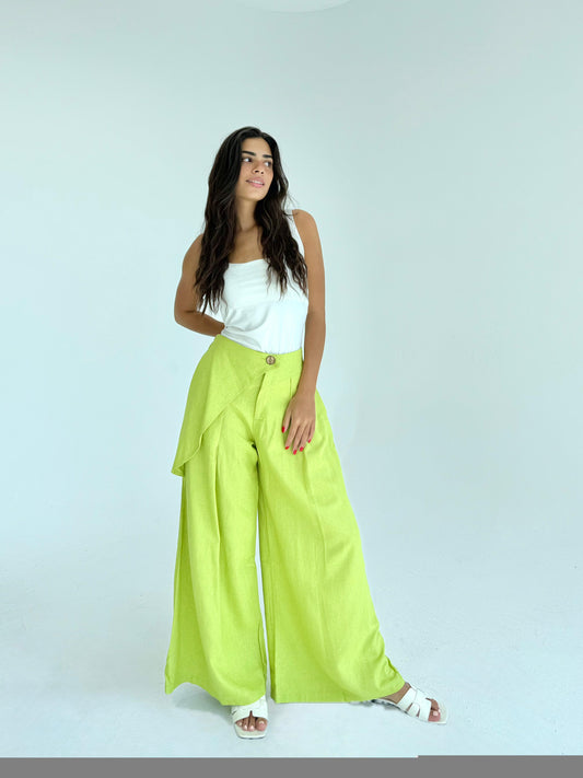 Linen pants in lime green