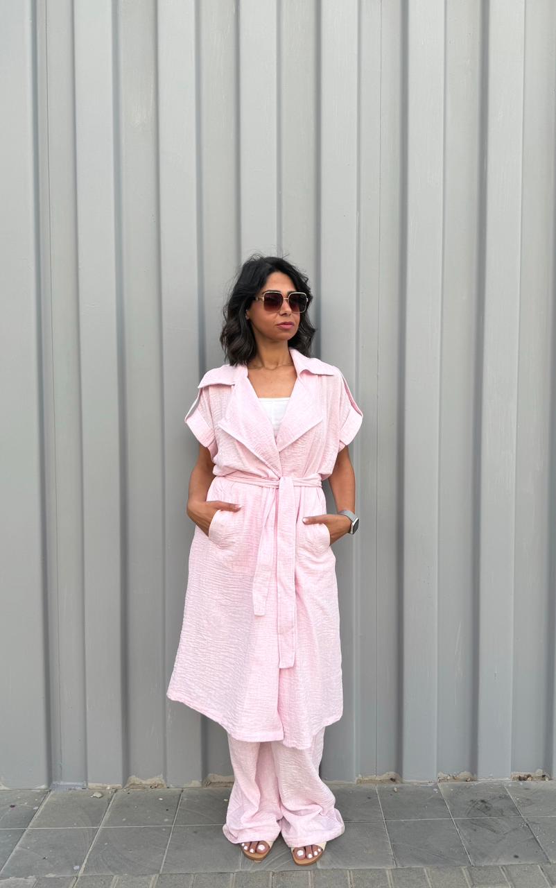 Serene linen set in pink