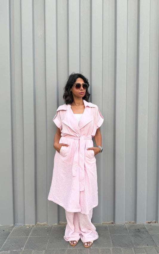 Serene linen set in pink