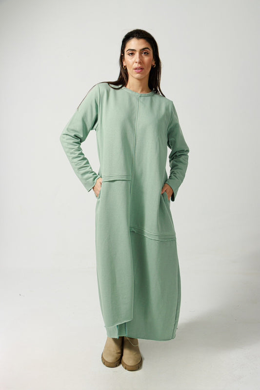 Long sleeevs sweatshirt dress - Mint