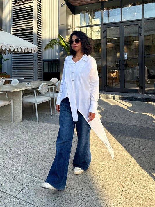 Asymmetric linen shirt