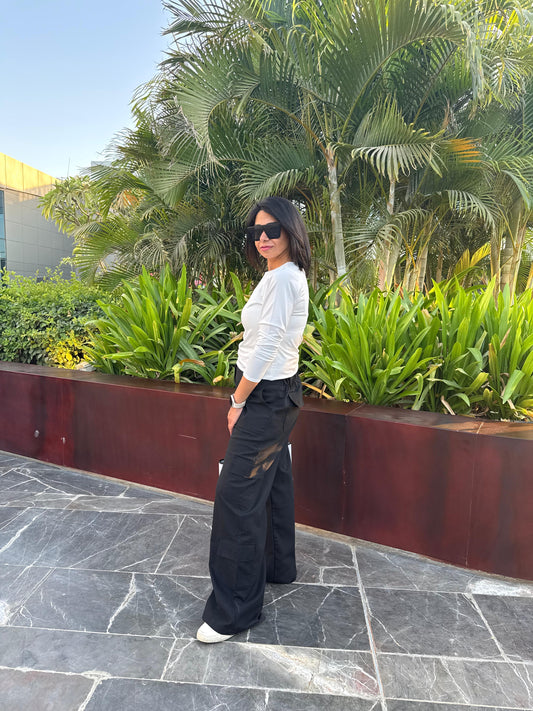 Black Cargo linen pants