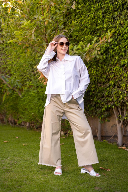 Gabardine wide leg pants