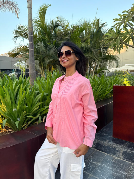 Half collar light shirt