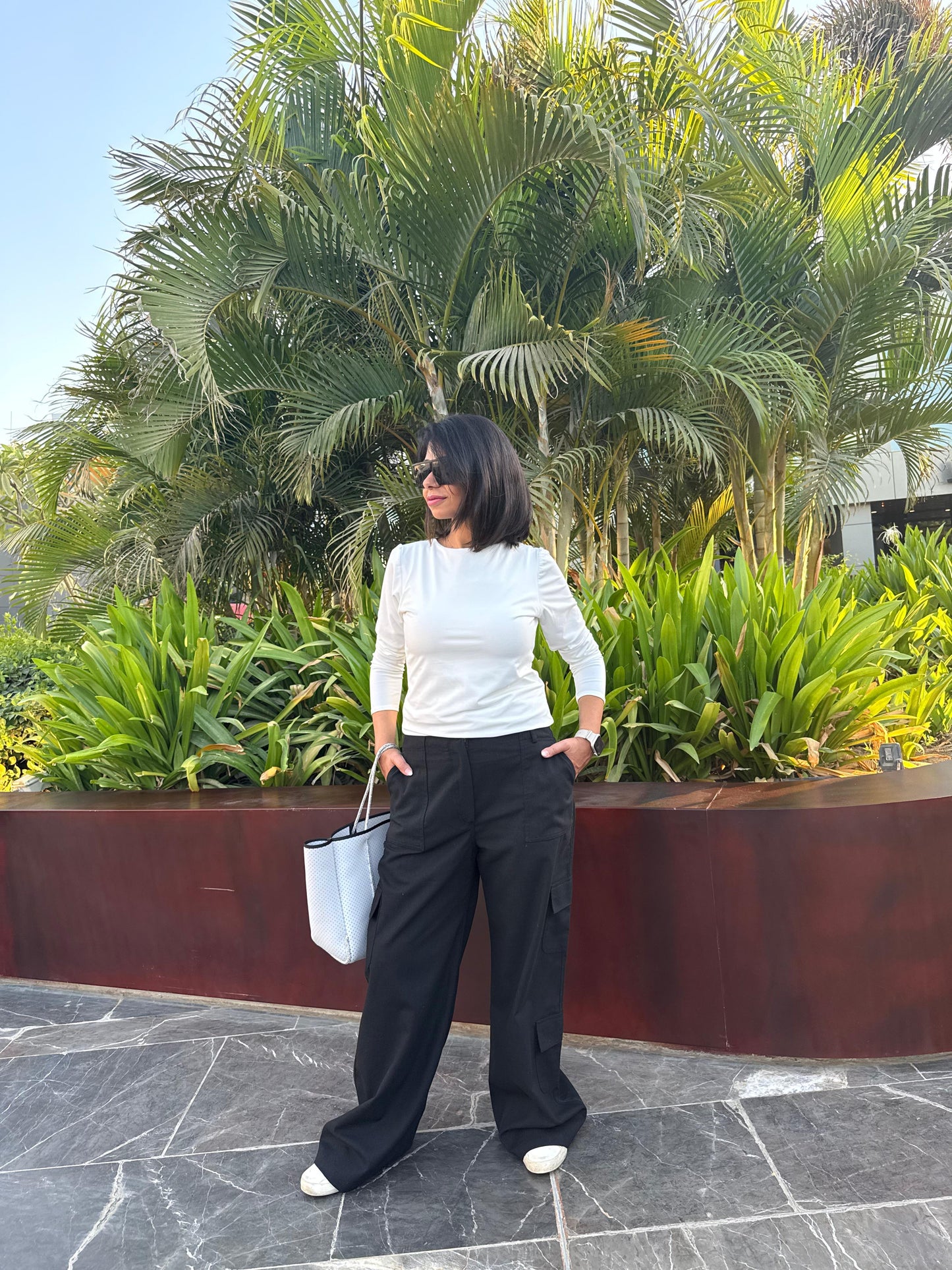 Black Cargo linen pants