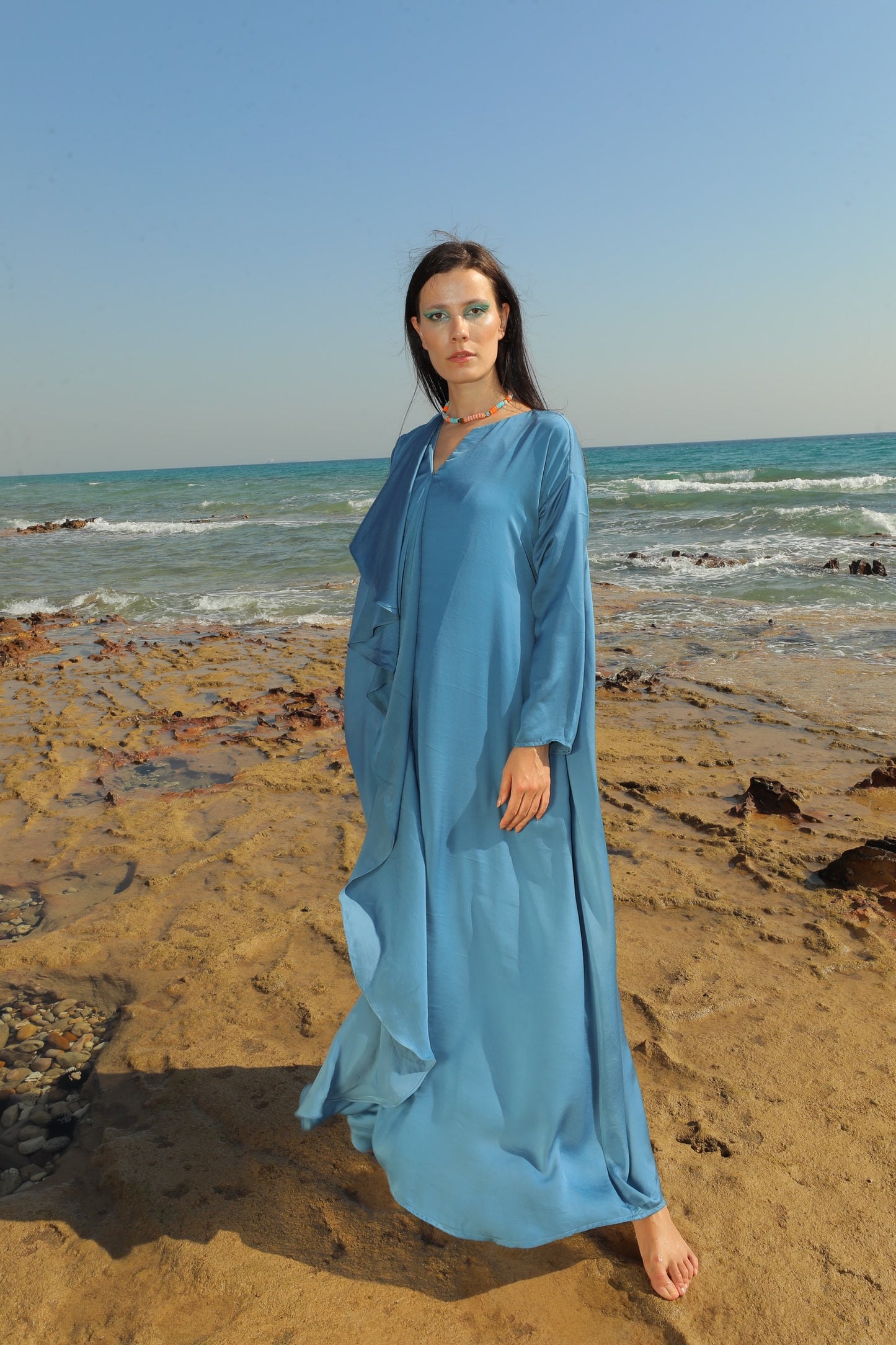Flared satin dress