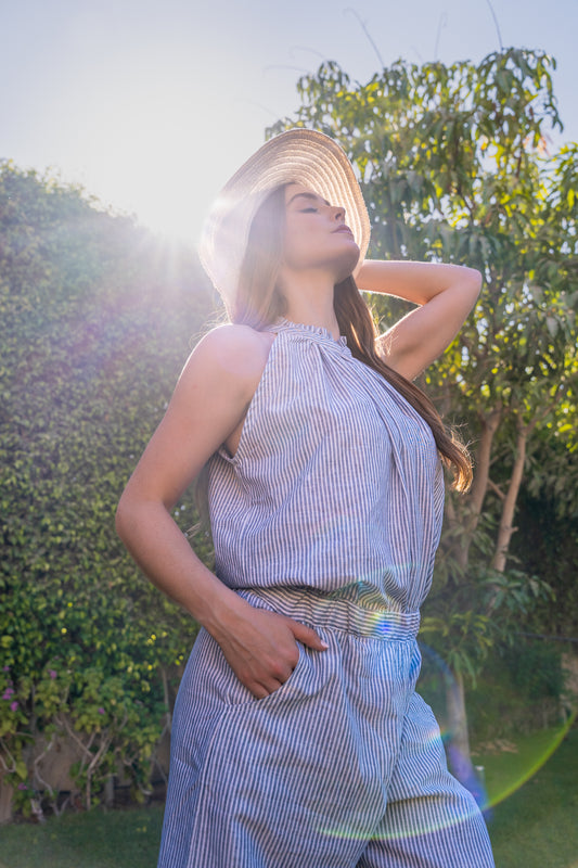 sleeveless Stripped jump suite