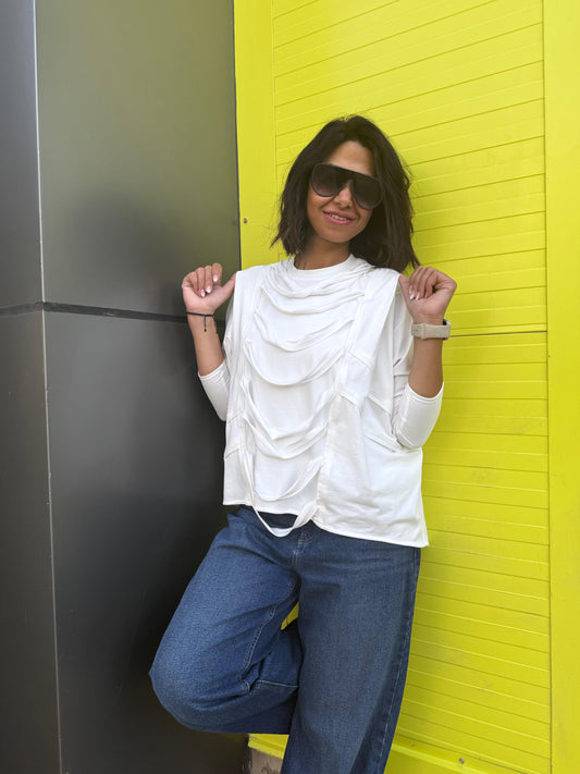 Ruched cotton t-shirt