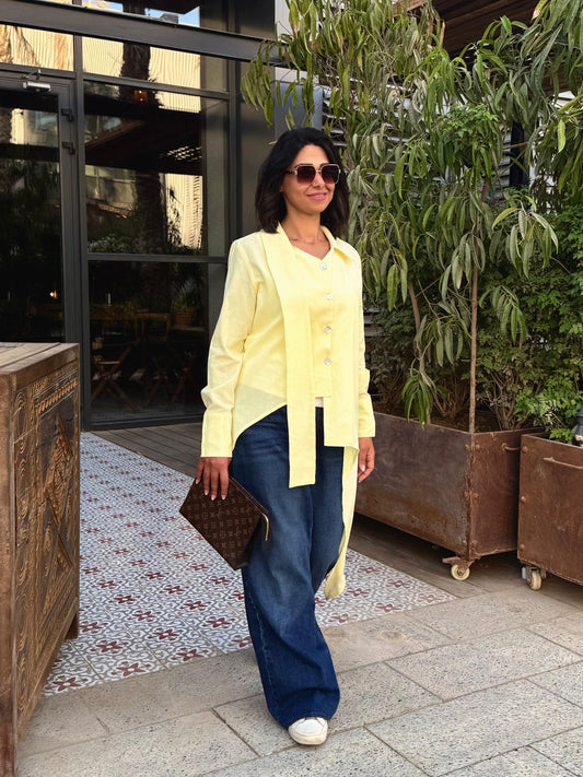 Asymmetric linen shirt ( pre order)